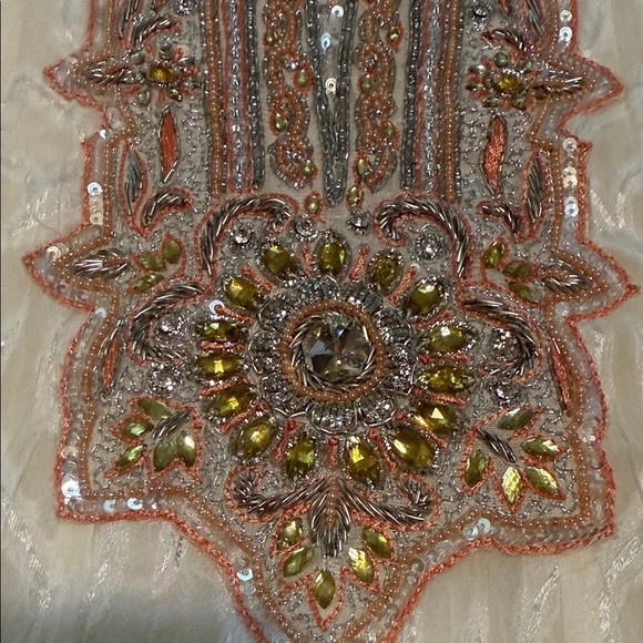 Bohemian Embroidered Hand Beaded White & Silver-Style Women’s Tunic Dress - Picture 10 of 15